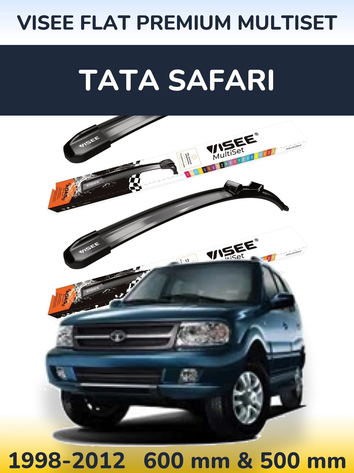 Front wiper blade set VISEE FLAT PREMIUM MultiSet 600 & 500 mm for Tata Safari 1998-2012