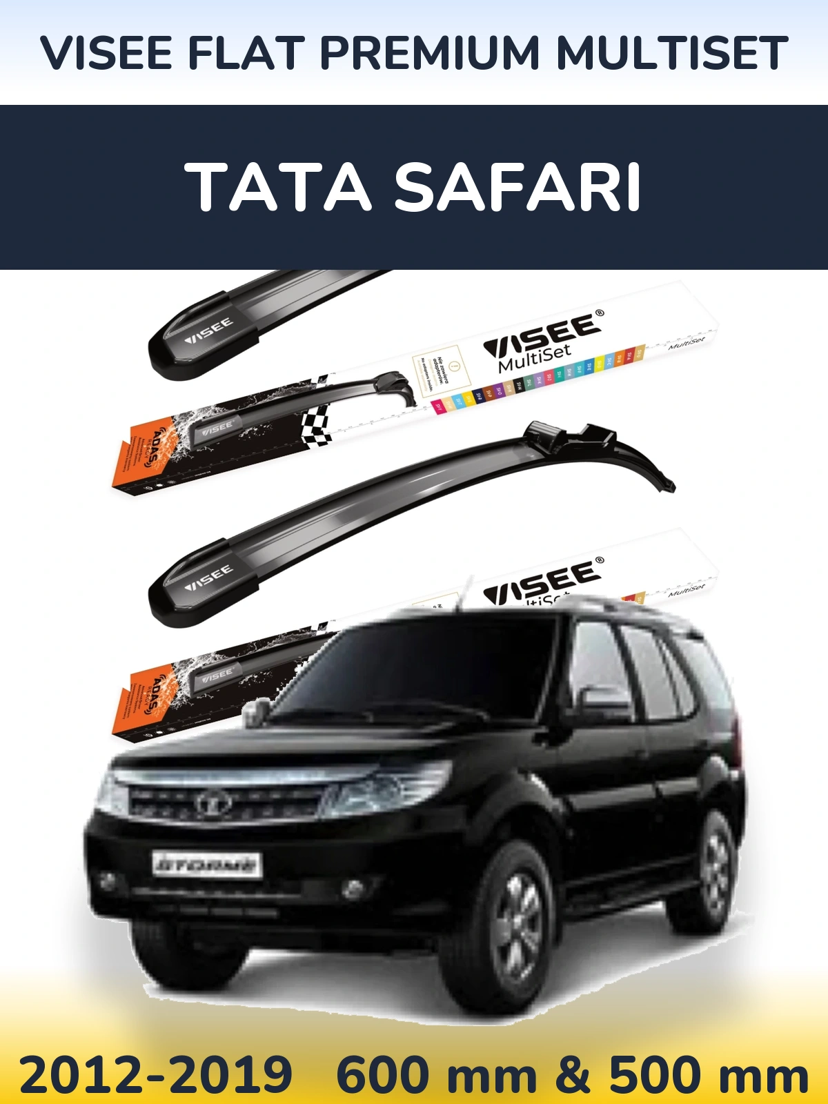 Front wiper blade set VISEE FLAT PREMIUM MultiSet 600 & 500 mm for Tata Safari 2012-2019
