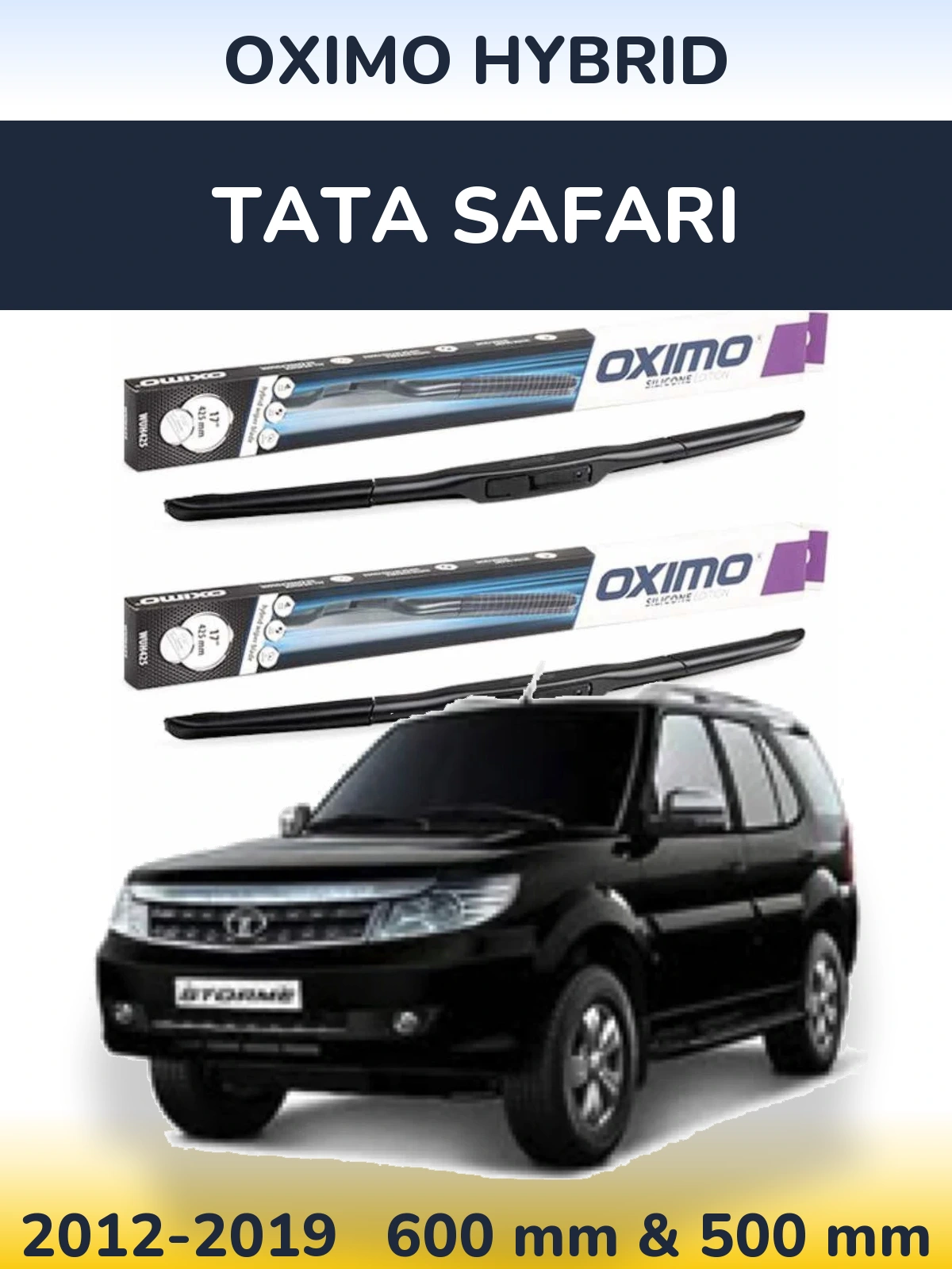 Комплект передних дворников Oximo Hybrid 600 & 500 мм для Tata Safari 2012-2019