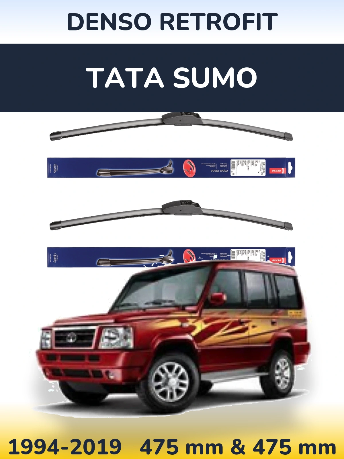 Комплект передніх щіток Denso Retrofit 475 & 475 мм для Tata Sumo 1994-2019