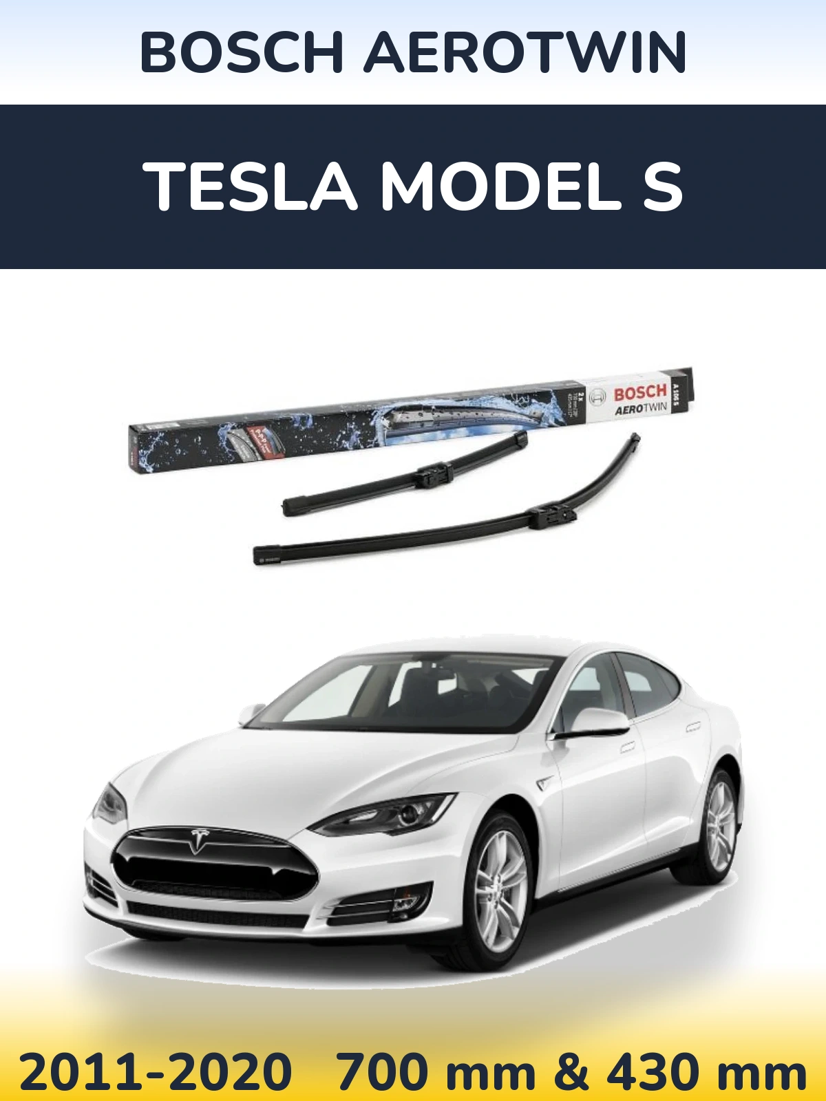 Комплект передніх щіток BOSCH AeroTwin 700 & 430 мм для Tesla Модель S 2011-2020