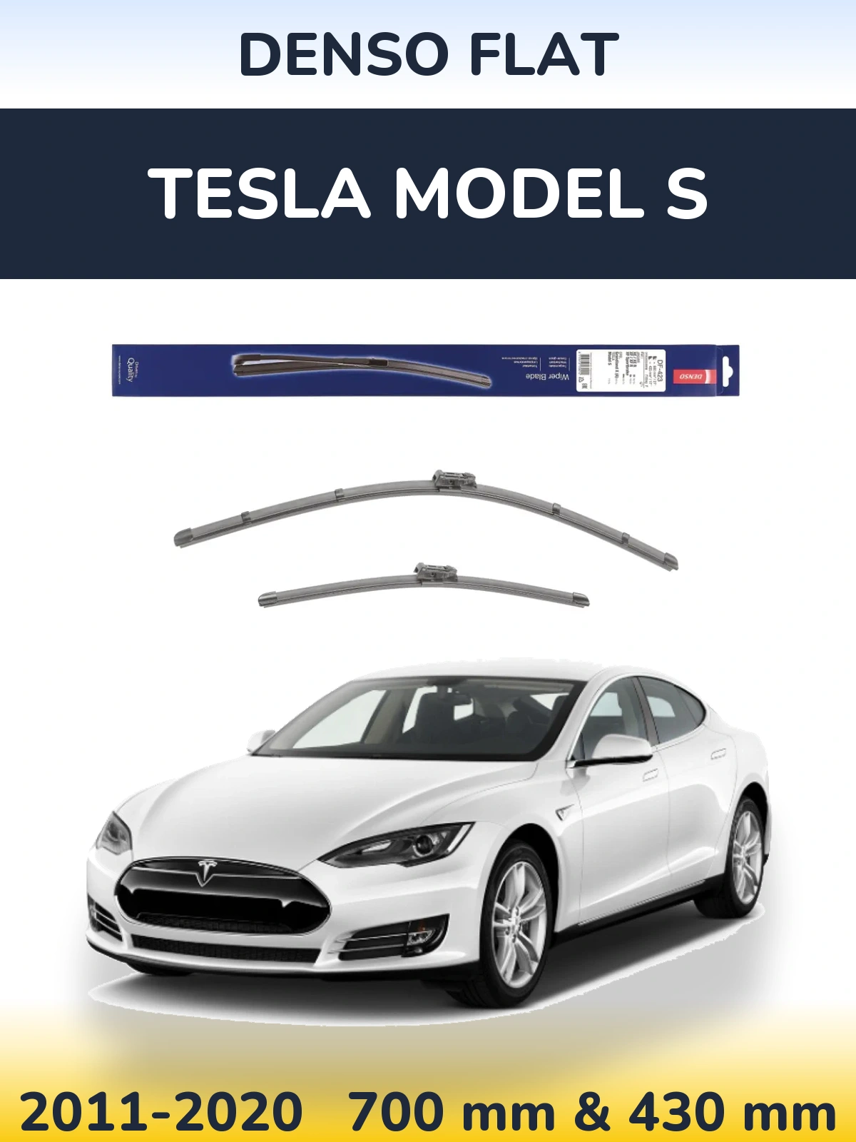 Front wiper blade set Denso Flat 680 & 430 mm for Tesla Model S 2011-2020