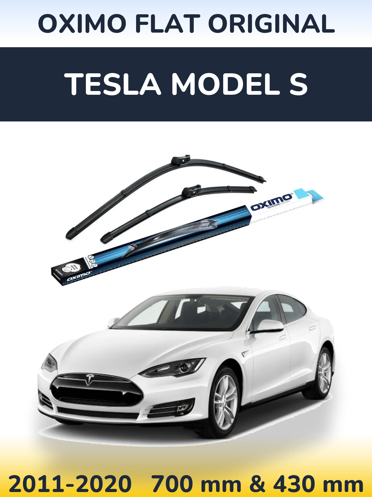 Front wiper blade set Oximo Flat Original 700 & 430 mm for Tesla Model S 2011-2020