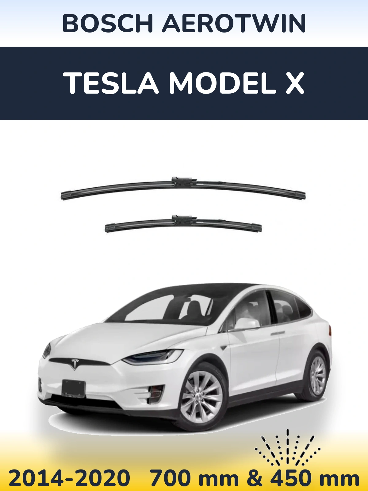 Front wiper blade set BOSCH AeroTwin 700 & 450 mm for Tesla Model X 2014-2020