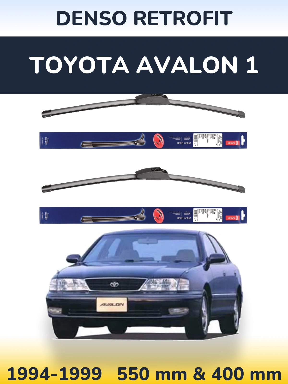 Front wiper blade set Denso Retrofit 550 & 400 mm for Toyota Avalon 1 1994-1999