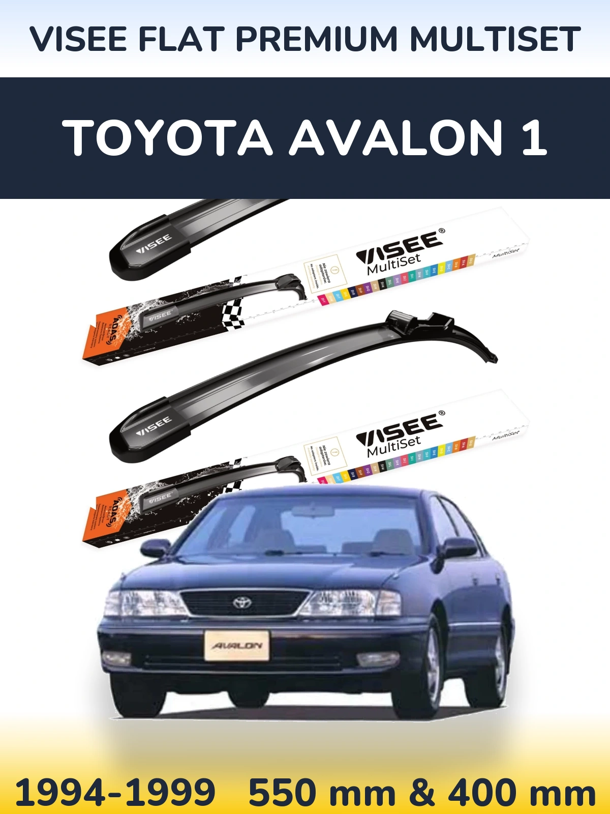 Комплект передніх щіток VISEE FLAT PREMIUM MultiSet 550 & 400 мм для Toyota Avalon 1 1994-1999