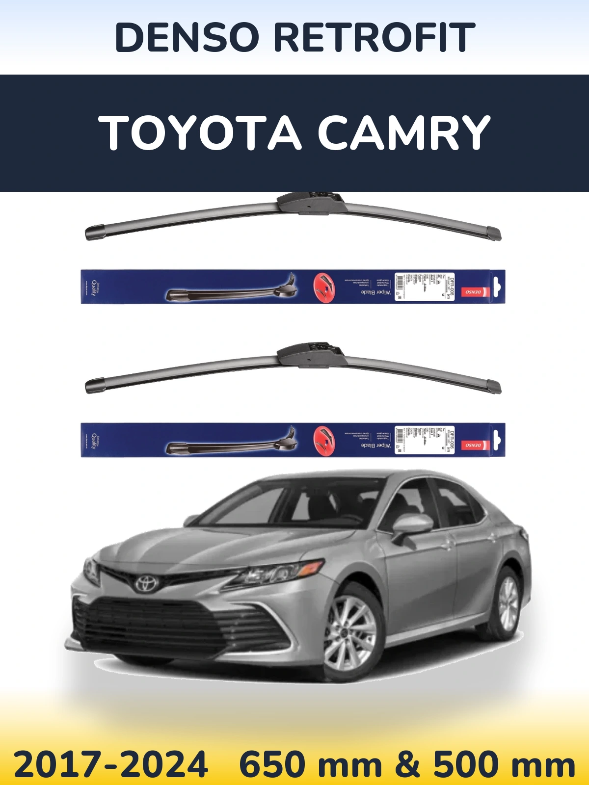 Комплект передних дворников Denso Retrofit 650 & 500 мм для Toyota Camry 2017-2024