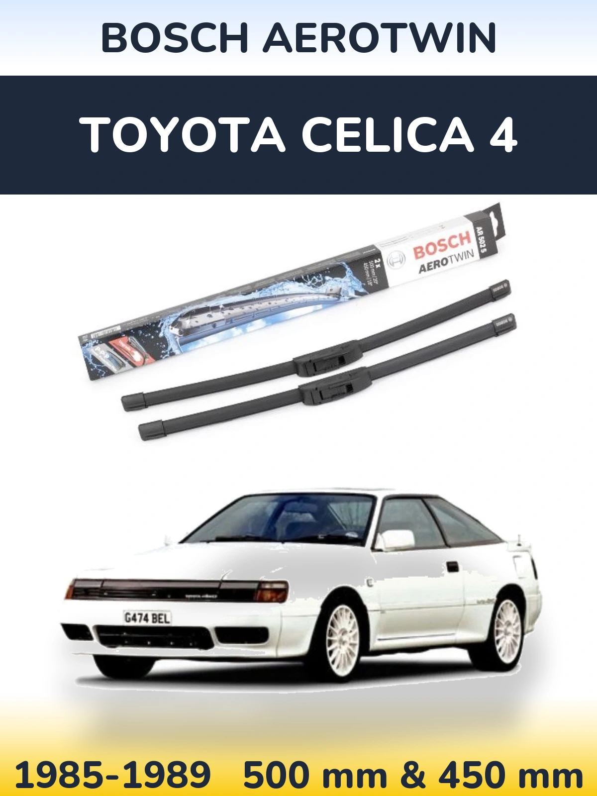 Комплект передніх щіток BOSCH AeroTwin 500 & 450 мм для Toyota Celica 4 1985-1989