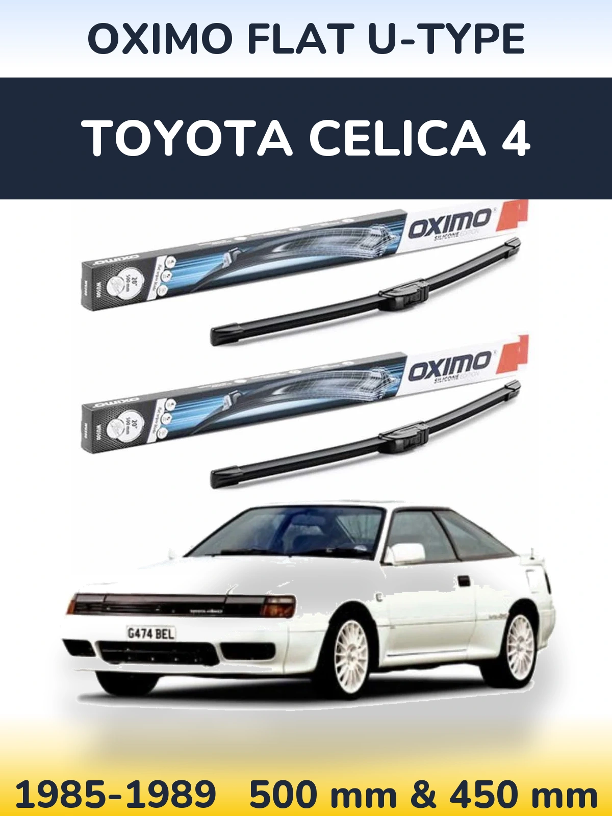 Комплект передніх щіток Oximo Flat U-type 500 & 450 мм для Toyota Celica 4 1985-1989