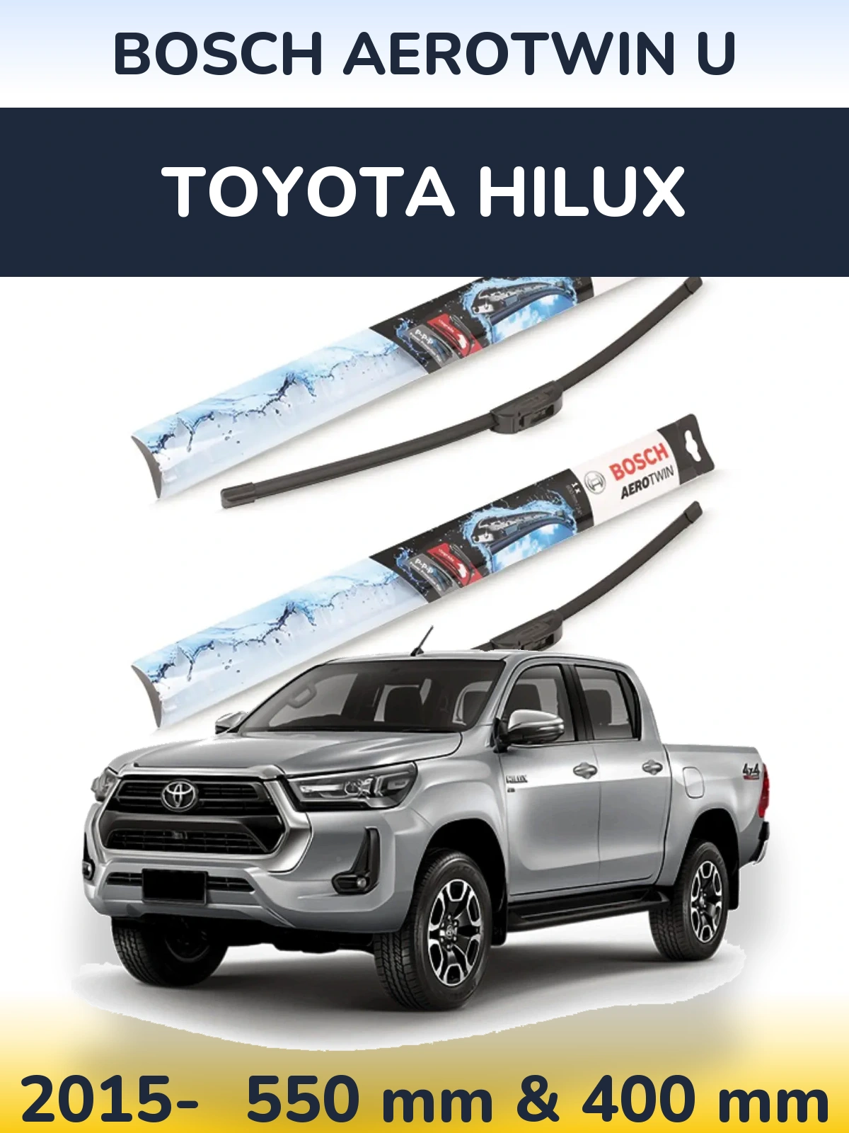 Комплект передніх щіток BOSCH AeroTwin U 550 & 400 мм для Toyota Hilux 2015-2026