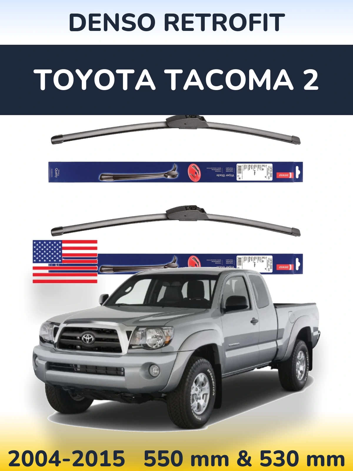 Комплект передніх щіток Denso Retrofit 550 & 530 мм для Toyota Tacoma 2 2004-2015