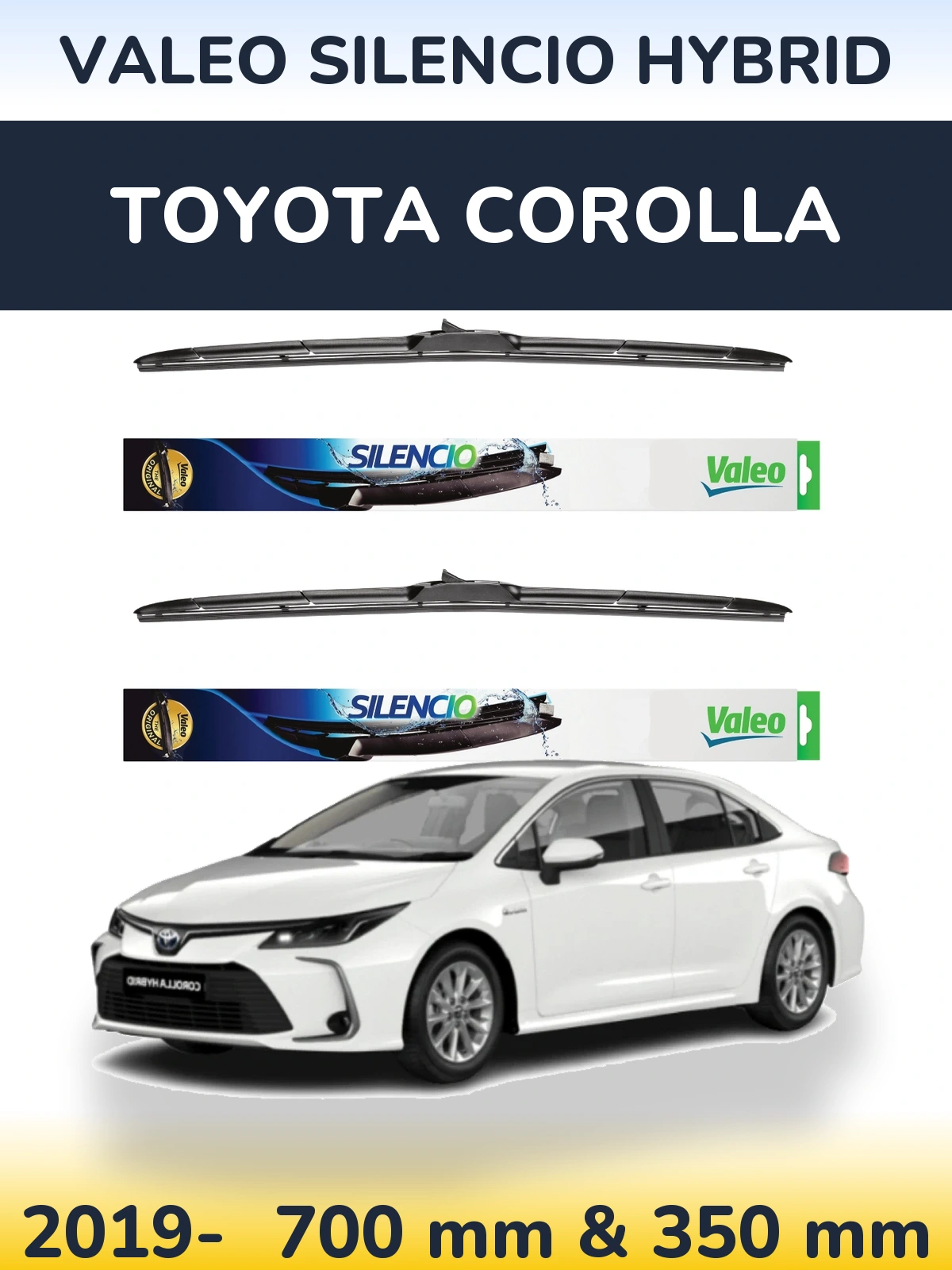 Комплект передніх щіток Valeo Silencio Hybrid 700 & 350 мм для Toyota Corolla 2019-2026