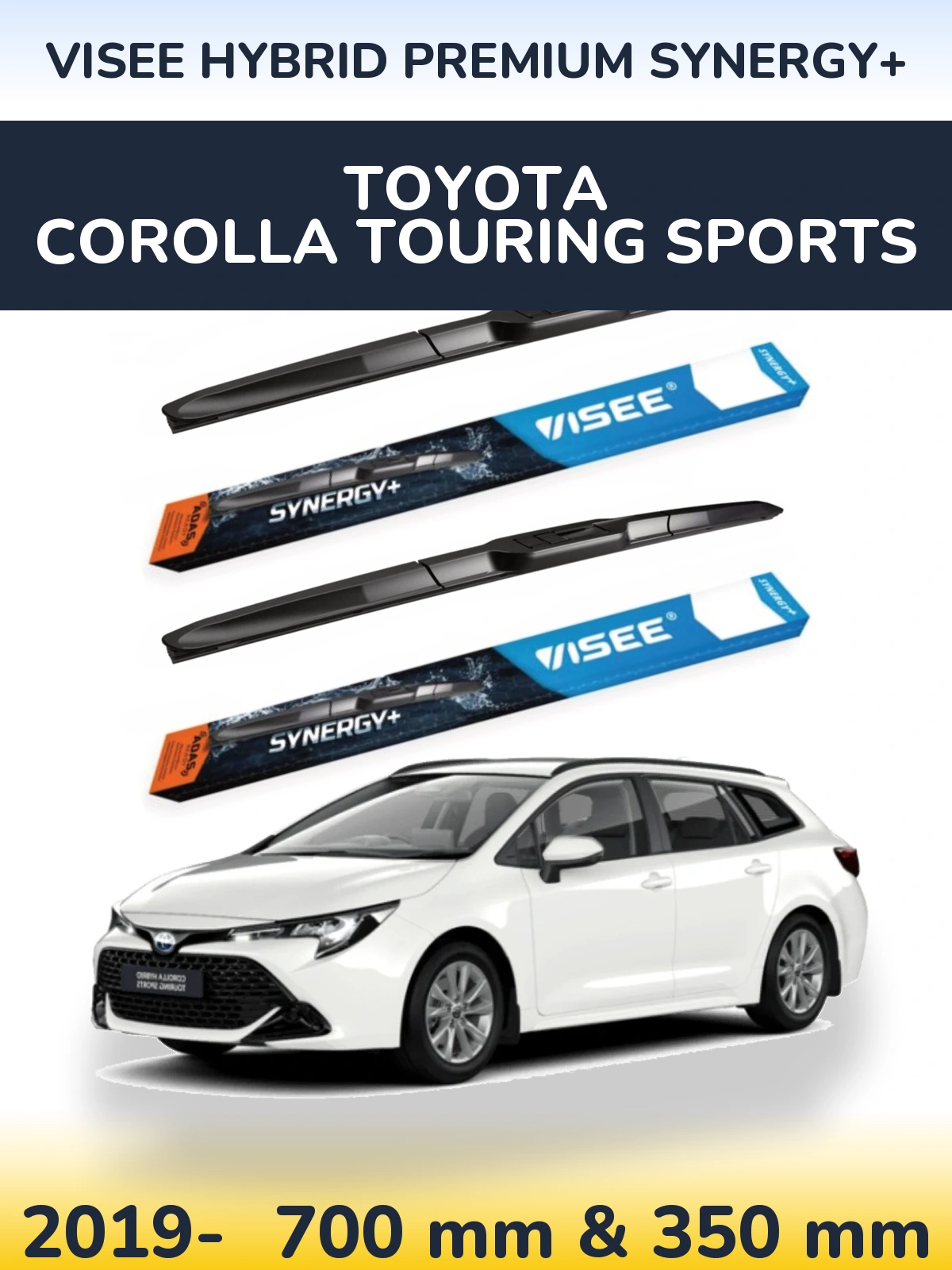 Комплект передних дворников VISEE HYBRID PREMIUM SYNERGY+ 700 & 350 мм для Toyota Corolla Touring Sports 2019-2026