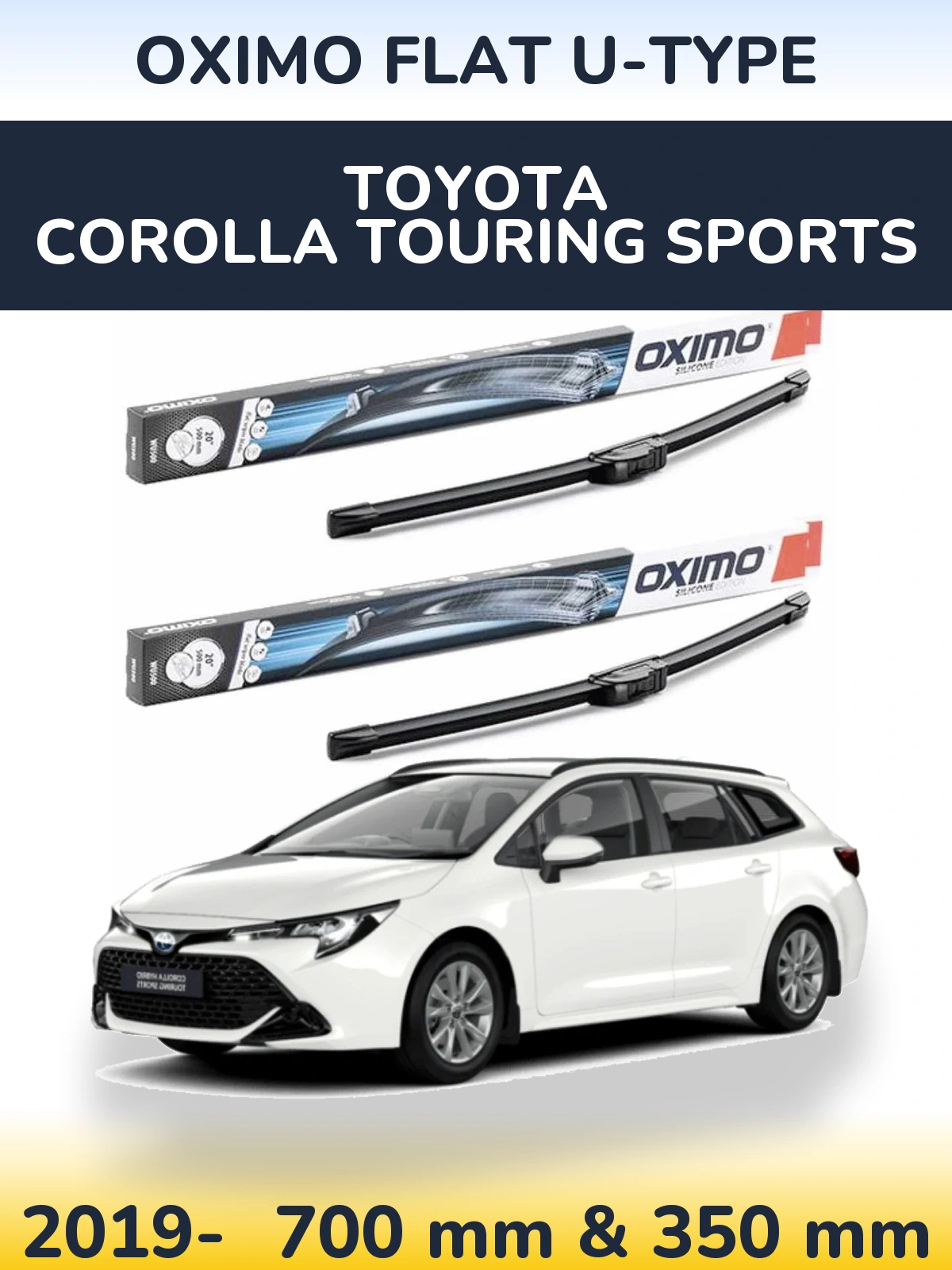 Комплект передніх щіток Oximo Flat U-type 700 & 350 мм для Toyota Corolla Touring Sports 2019-2026