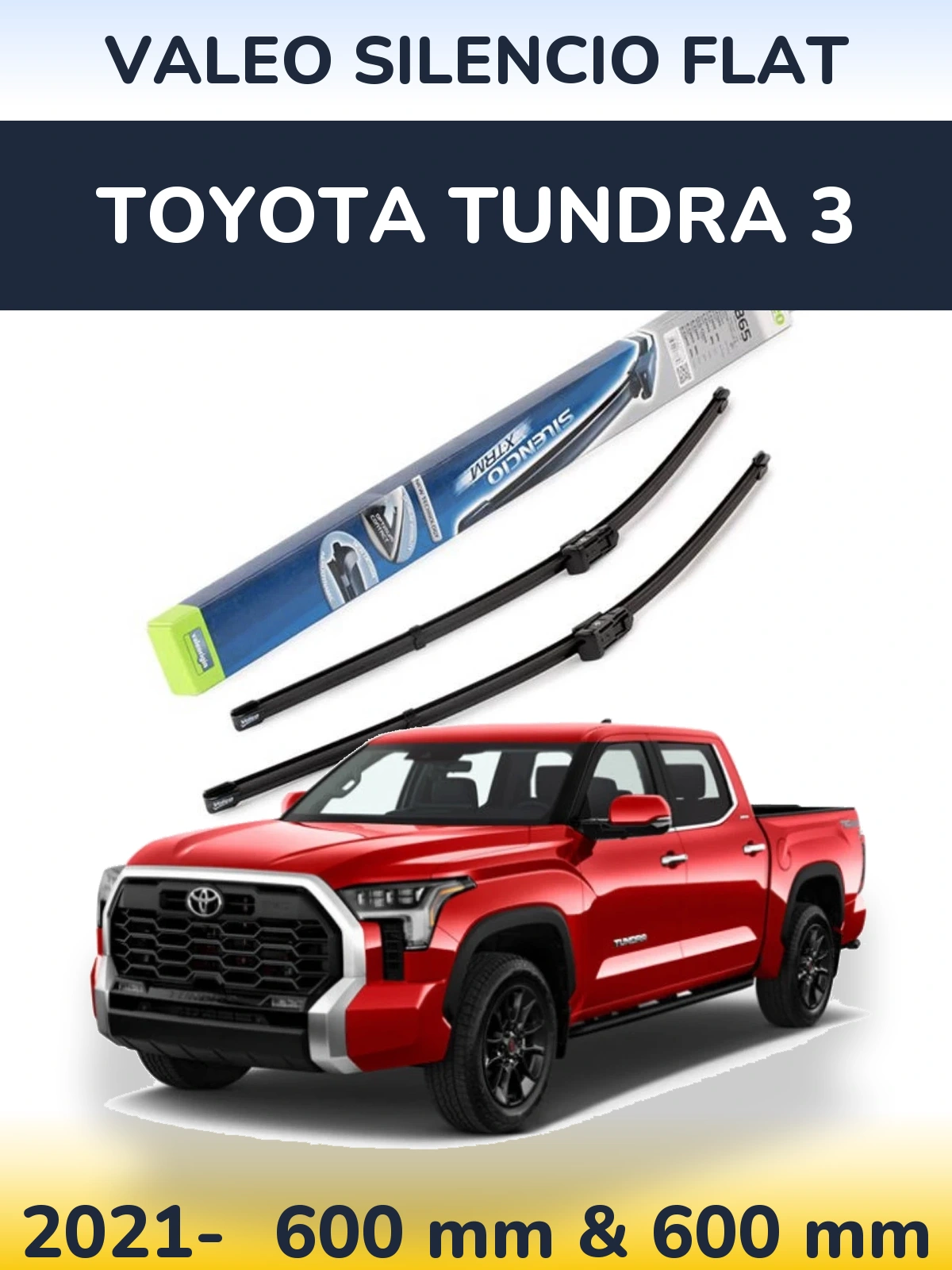 Комплект передних дворников Valeo Silencio Flat 600 & 600 мм для Toyota Tundra 3 2021-2026