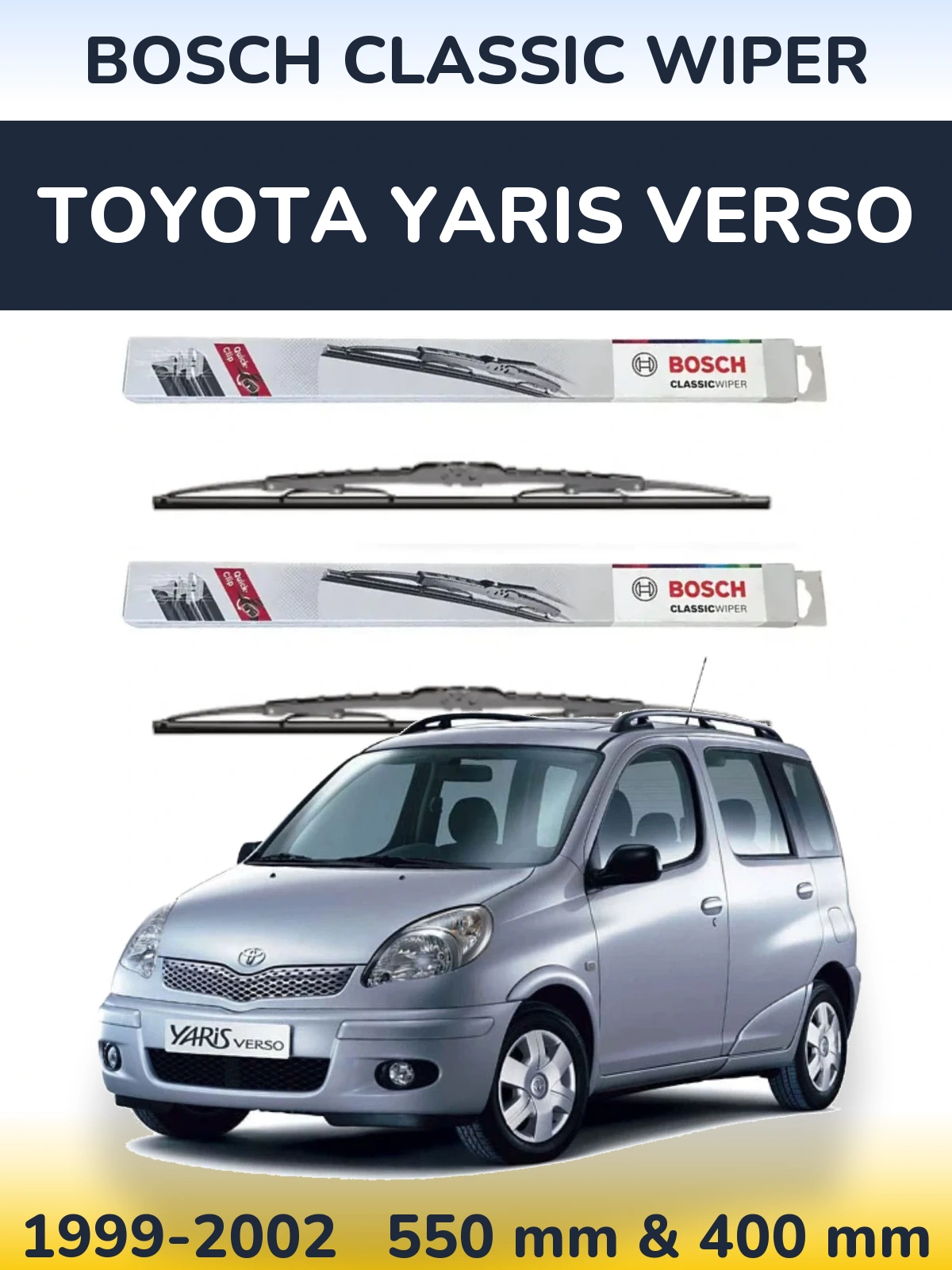 Комплект передних дворников BOSCH Classic Wiper 550 & 400 мм для Toyota Yaris Verso 1999-2002
