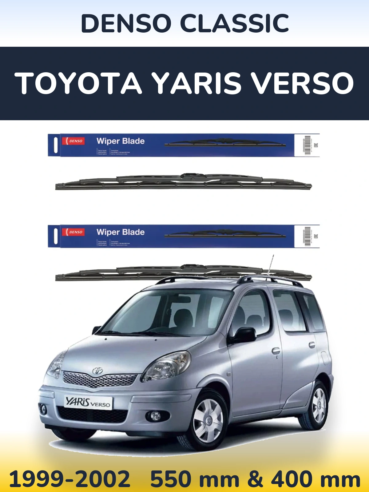 Комплект передних дворников Denso Classic 550 & 400 мм для Toyota Yaris Verso 1999-2002