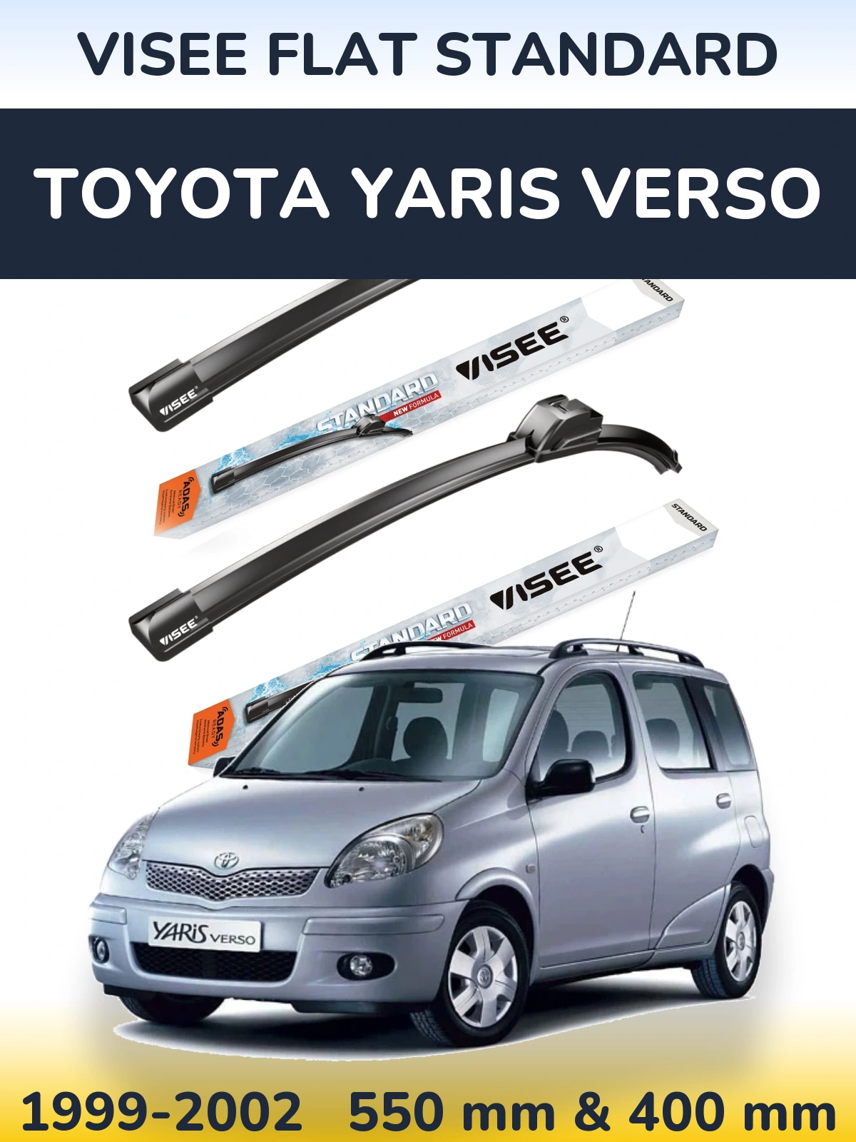 Комплект передніх щіток VISEE FLAT STANDARD 550 & 400 мм для Toyota Yaris Verso 1999-2002