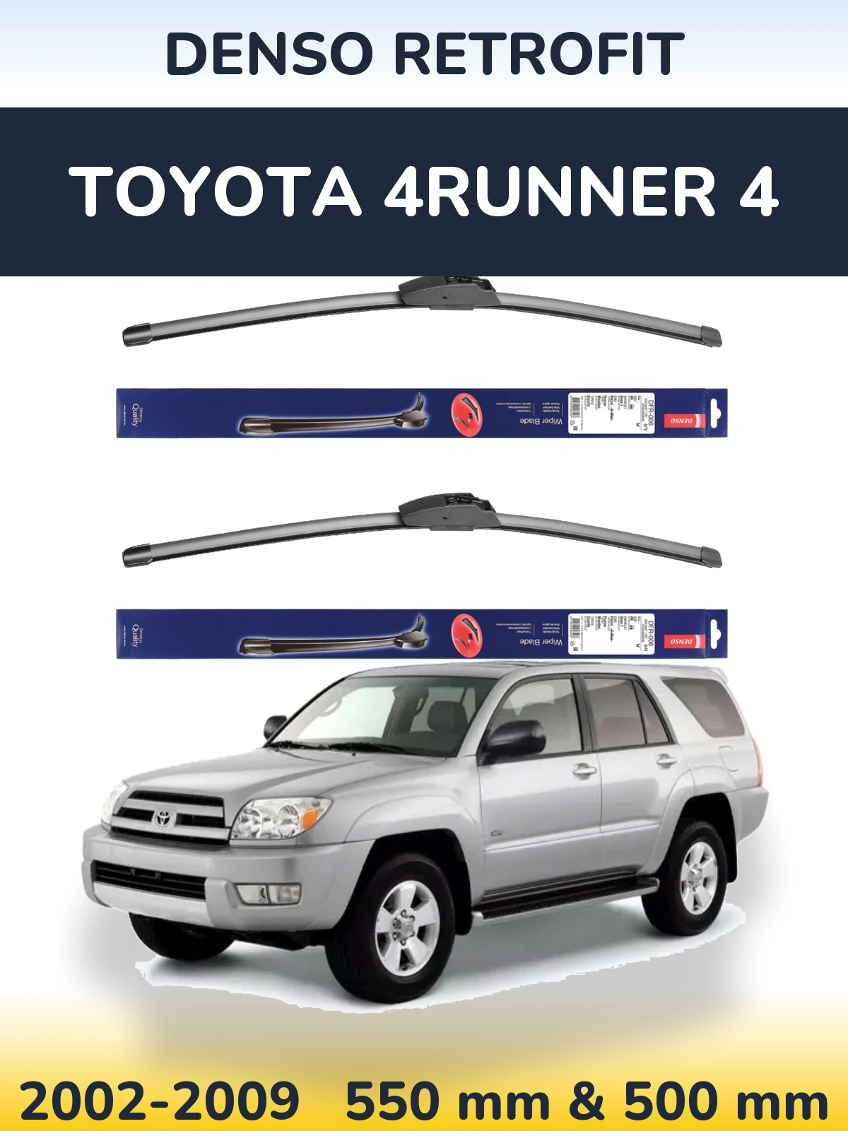Комплект передних дворников Denso Retrofit 550 & 500 мм для Toyota 4Runner 4 2002-2009