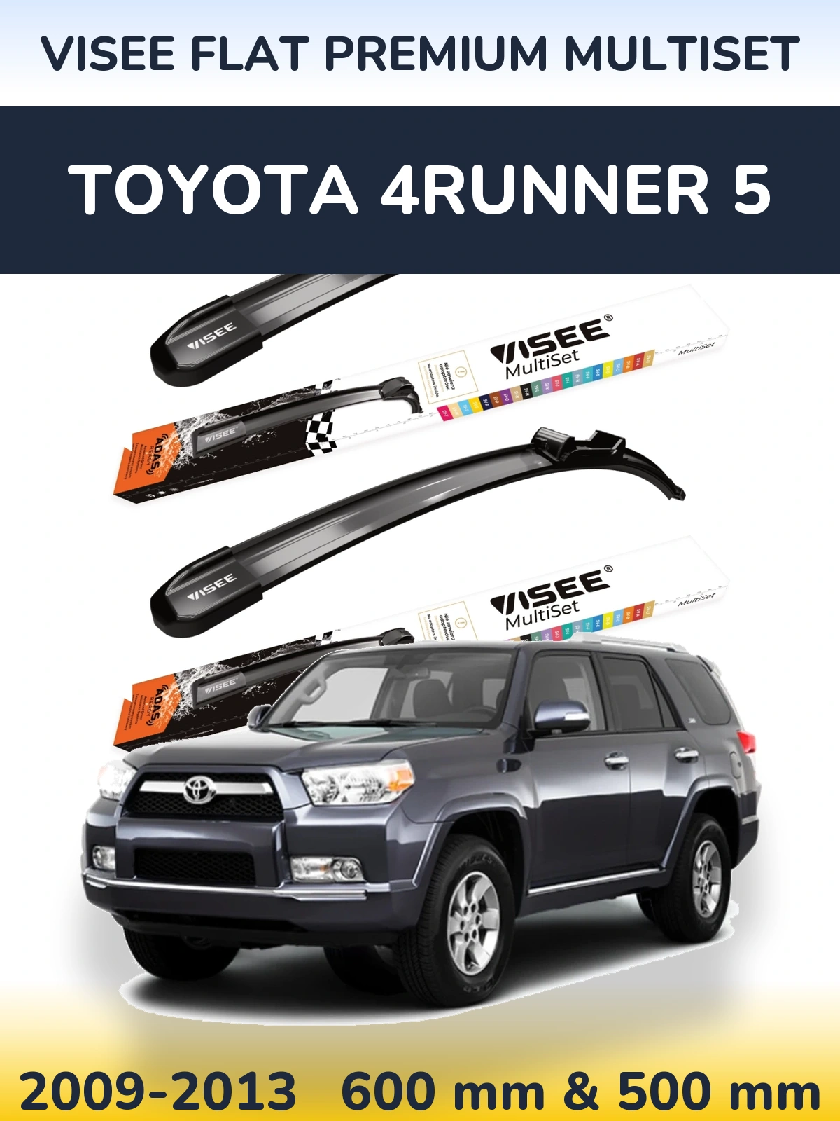 Front wiper blade set VISEE FLAT PREMIUM MultiSet 600 & 500 mm for Toyota 4Runner 5 2009-2013