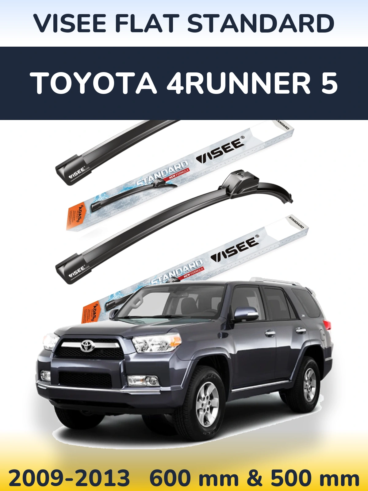 Комплект передніх щіток VISEE FLAT STANDARD 600 & 500 мм для Toyota 4Runner 5 2009-2013
