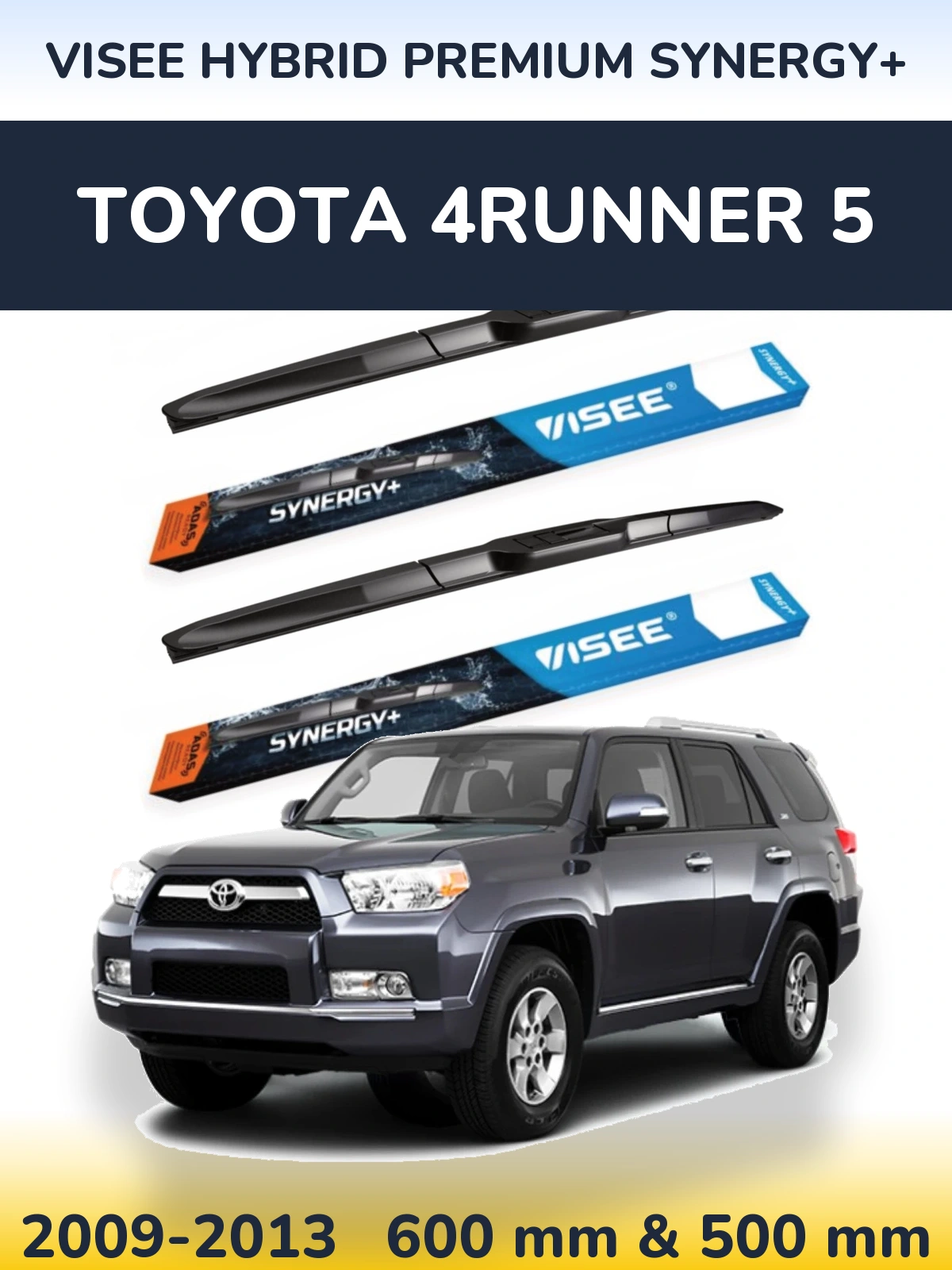 Комплект передних дворников VISEE HYBRID PREMIUM SYNERGY+ 600 & 500 мм для Toyota 4Runner 5 2009-2013