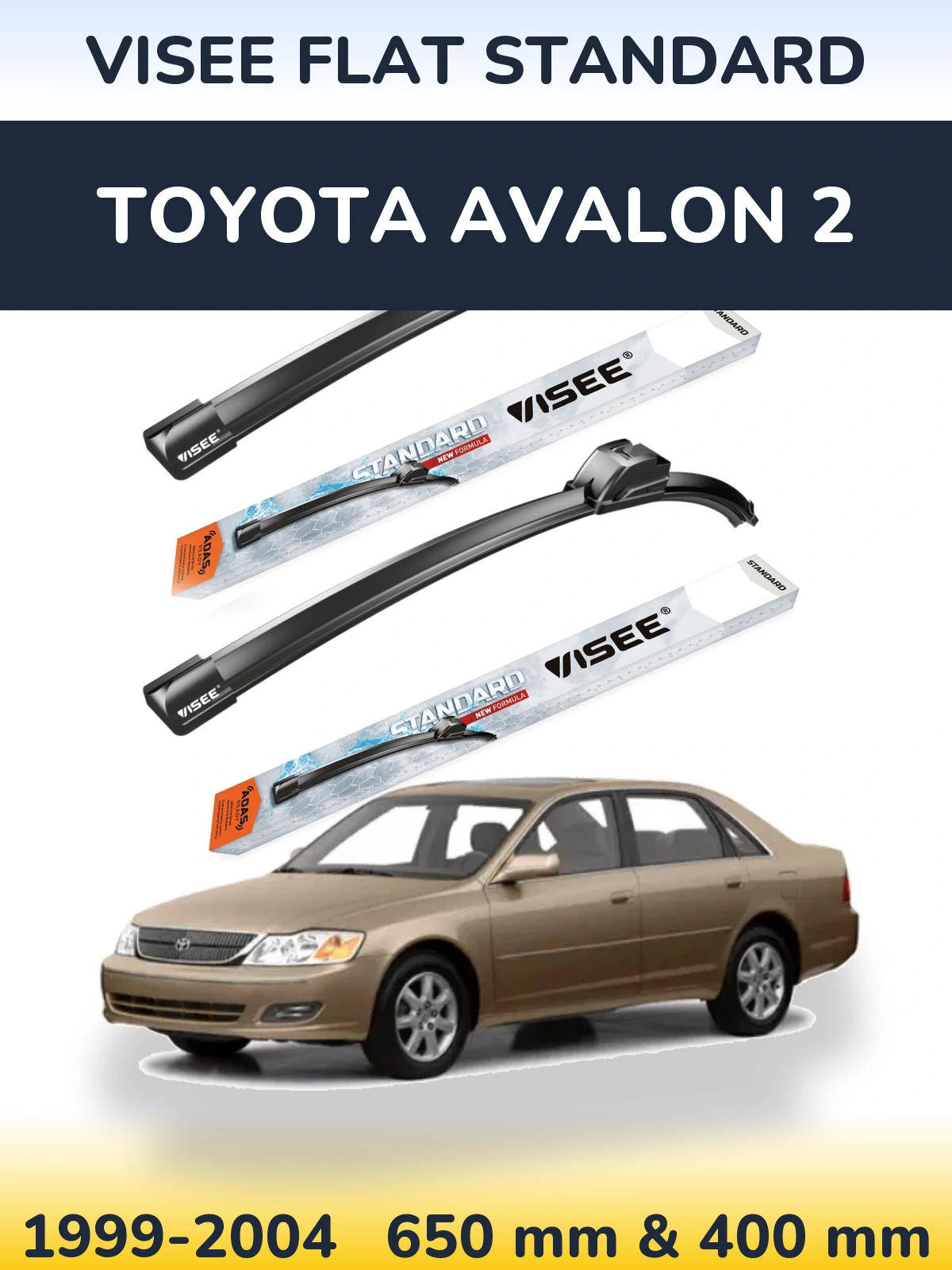Комплект передних дворников VISEE FLAT STANDARD 650 & 400 мм для Toyota Avalon 2 1999-2004