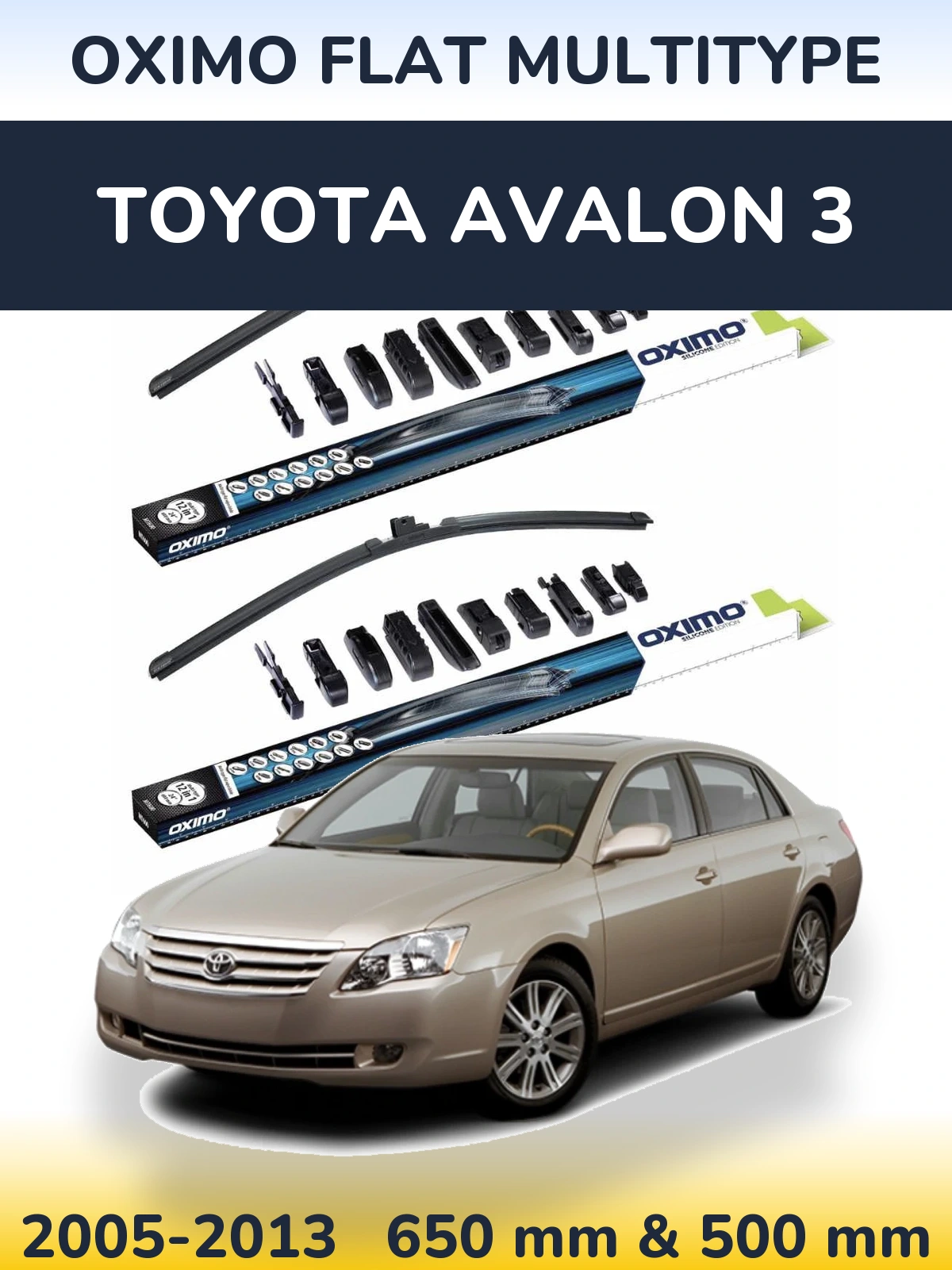 Комплект передних дворников Oximo Flat MultiТипe 650 & 500 мм для Toyota Avalon 3 2005-2013