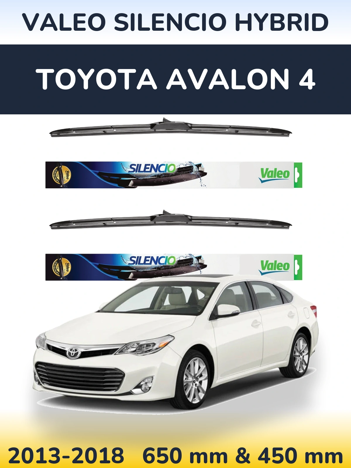 Комплект передних дворников Valeo Silencio Hybrid 650 & 450 мм для Toyota Avalon 4 2013-2018