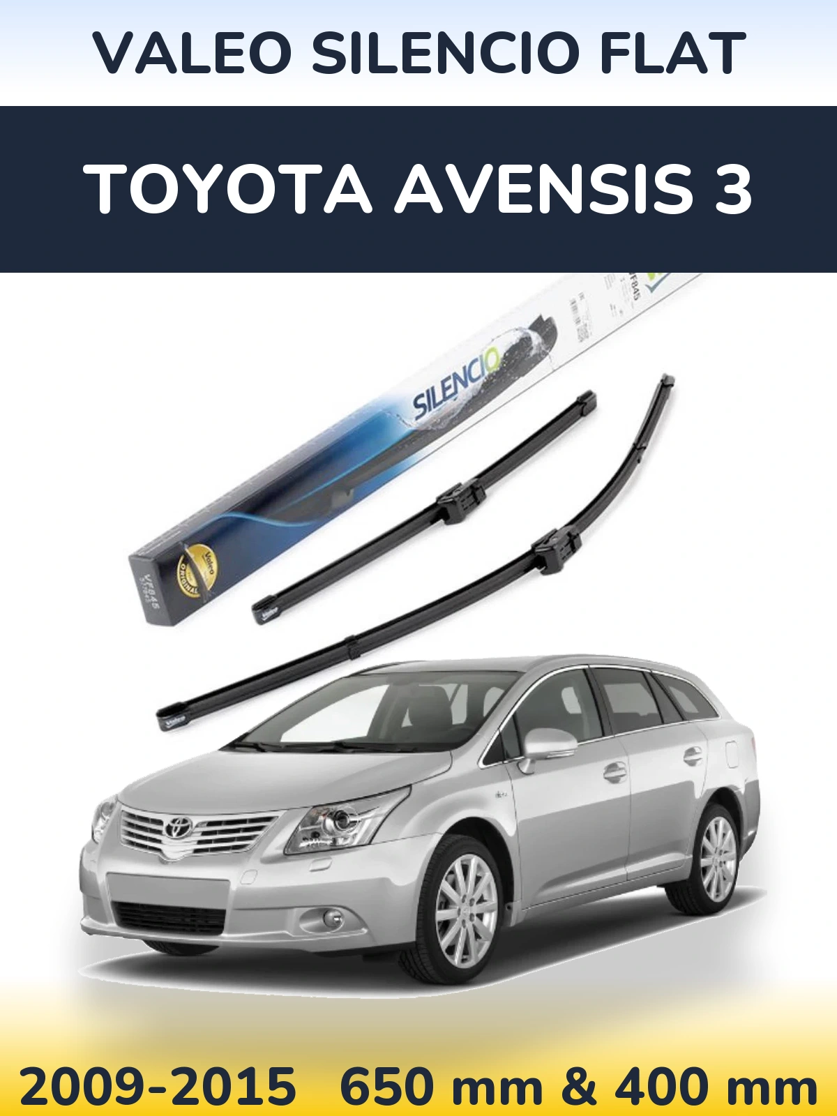 Комплект передних дворников Valeo Silencio Flat 650 & 400 мм для Toyota Avensis 3 2009-2015