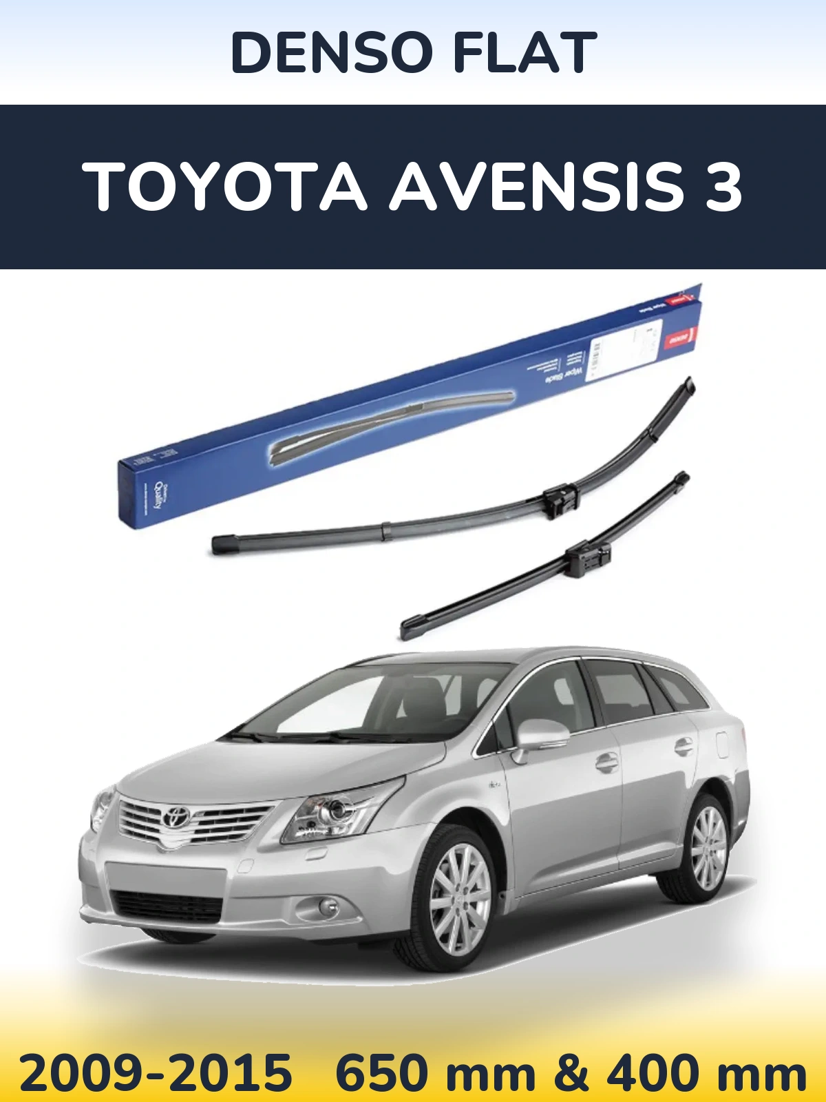 Комплект передних дворников Denso Flat 650 & 400 мм для Toyota Avensis 3 2009-2015