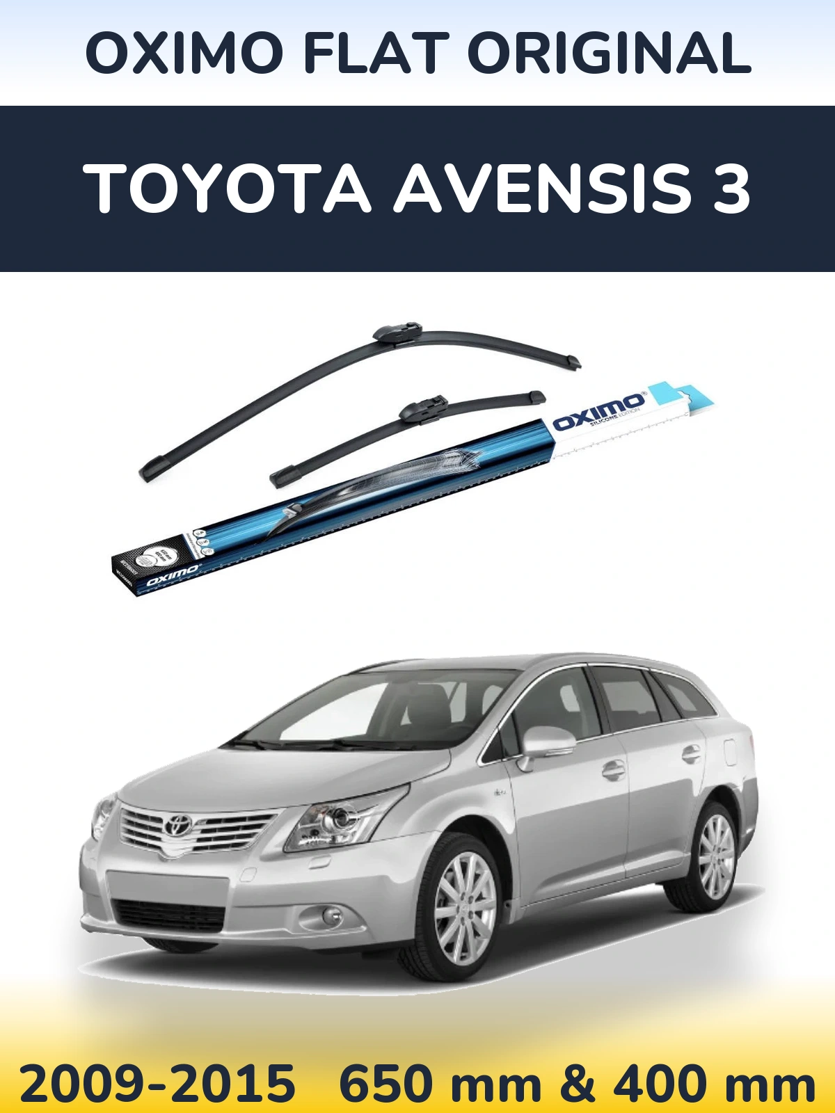 Front wiper blade set Oximo Flat Original 650 & 400 mm for Toyota Avensis 3 2009-2015