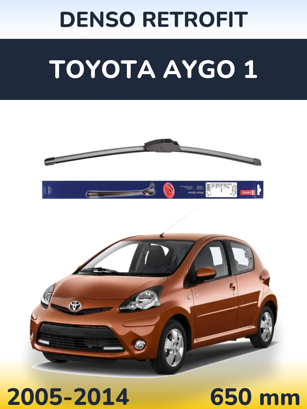 Передний дворник Denso Retrofit 650 мм для Toyota Aygo 1 2005-2014