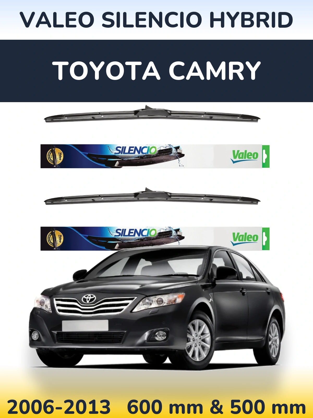 Комплект передніх щіток Valeo Silencio Hybrid 600 & 500 мм для Toyota Camry 2006-2013