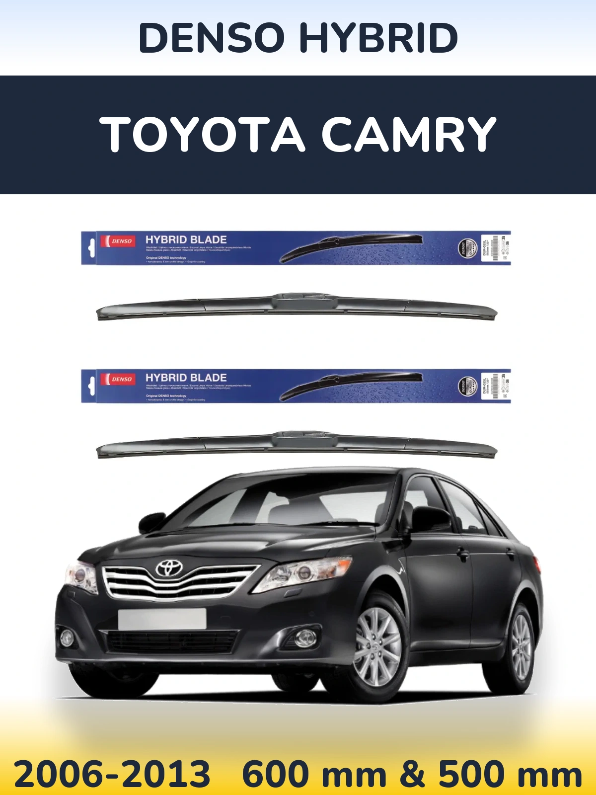 Комплект передних дворников Denso Hybrid 600 & 500 мм для Toyota Camry 2006-2013
