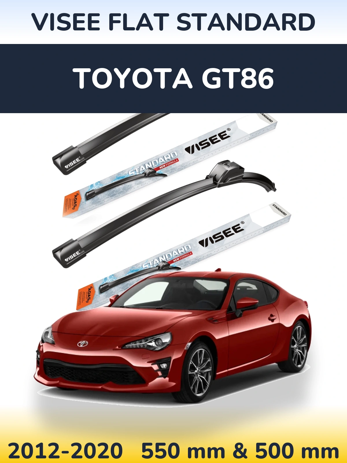 Комплект передних дворников VISEE FLAT STANDARD 550 & 500 мм для Toyota GT86 2012-2020