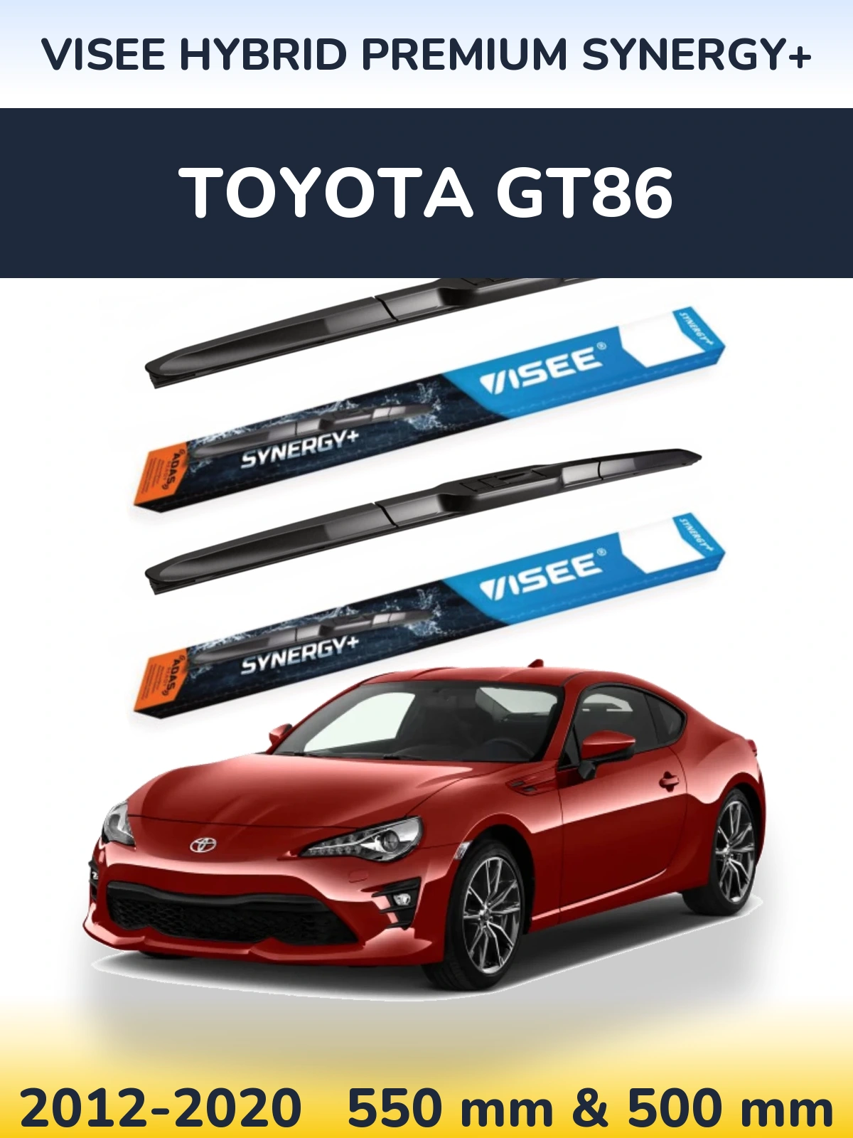Front wiper blade set VISEE HYBRID PREMIUM SYNERGY+ 550 & 500 mm for Toyota GT86 2012-2020