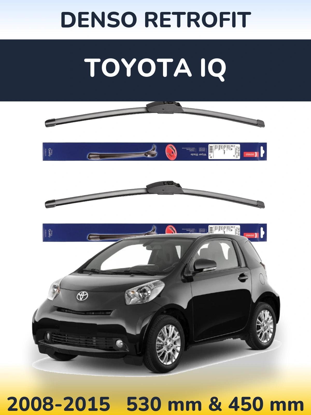 Комплект передних дворников Denso Retrofit 530 & 450 мм для Toyota iQ 2008-2015