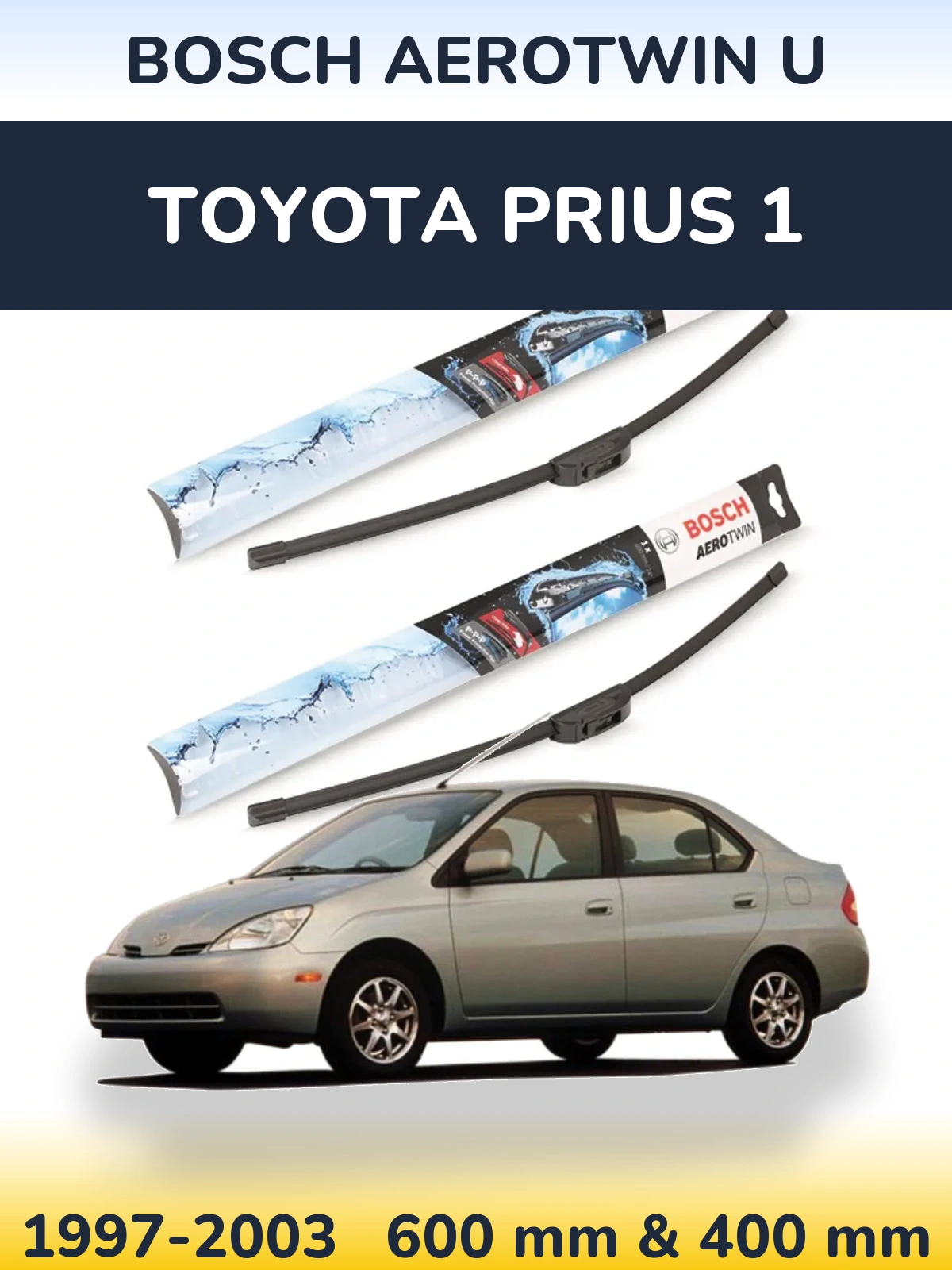 Комплект передних дворников BOSCH AeroTwin U 600 & 400 мм для Toyota Prius 1 1997-2003