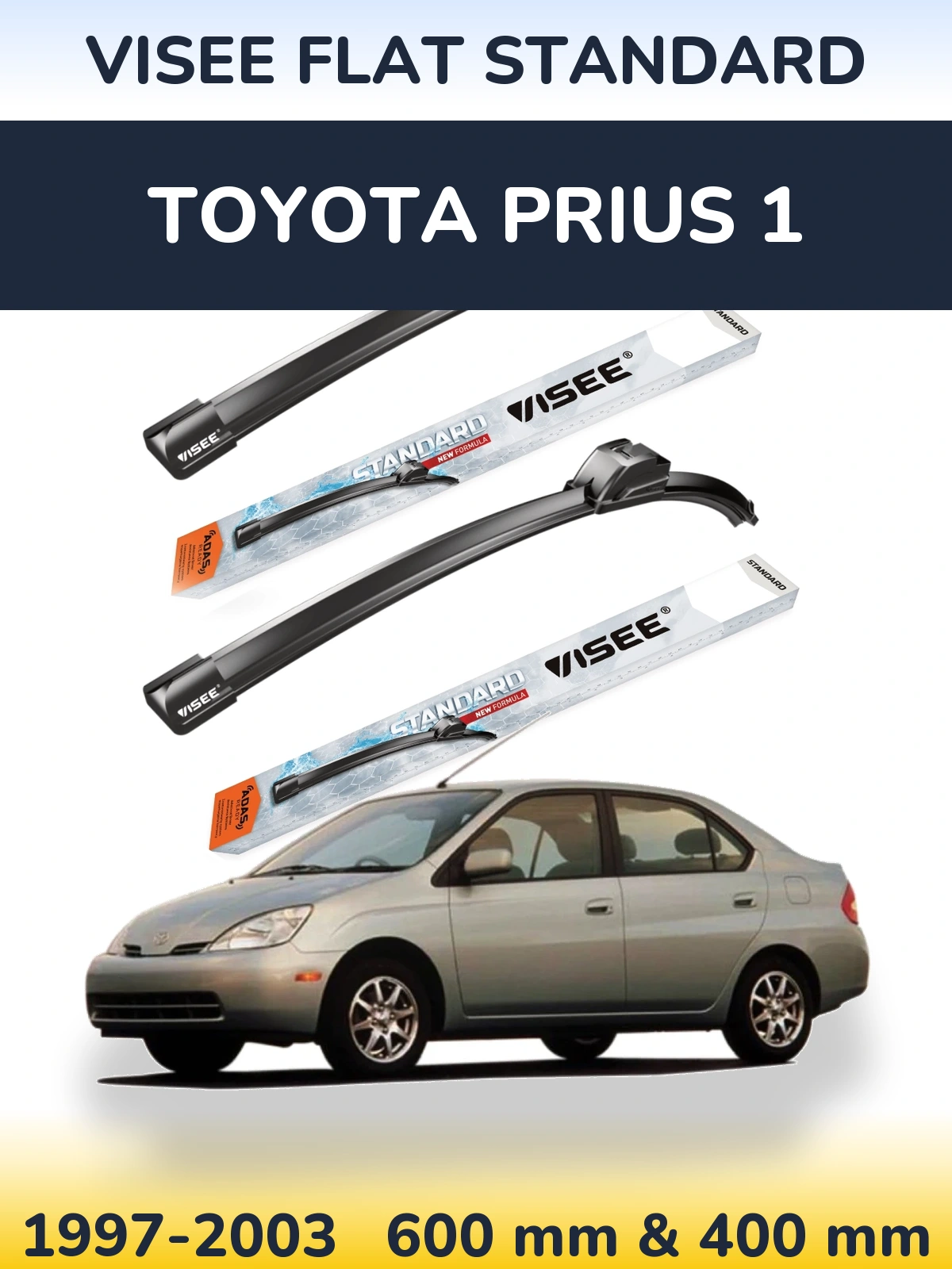 Комплект передних дворников VISEE FLAT STANDARD 600 & 400 мм для Toyota Prius 1 1997-2003