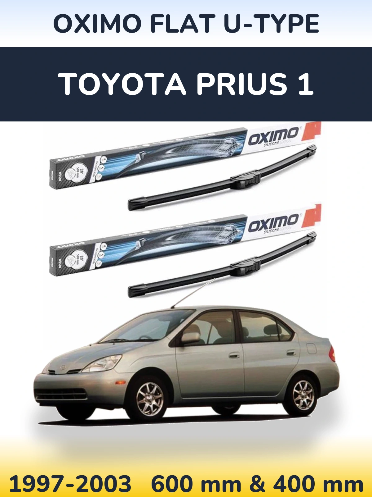 Front wiper blade set Oximo Flat U-type 600 & 400 mm for Toyota Prius 1 1997-2003