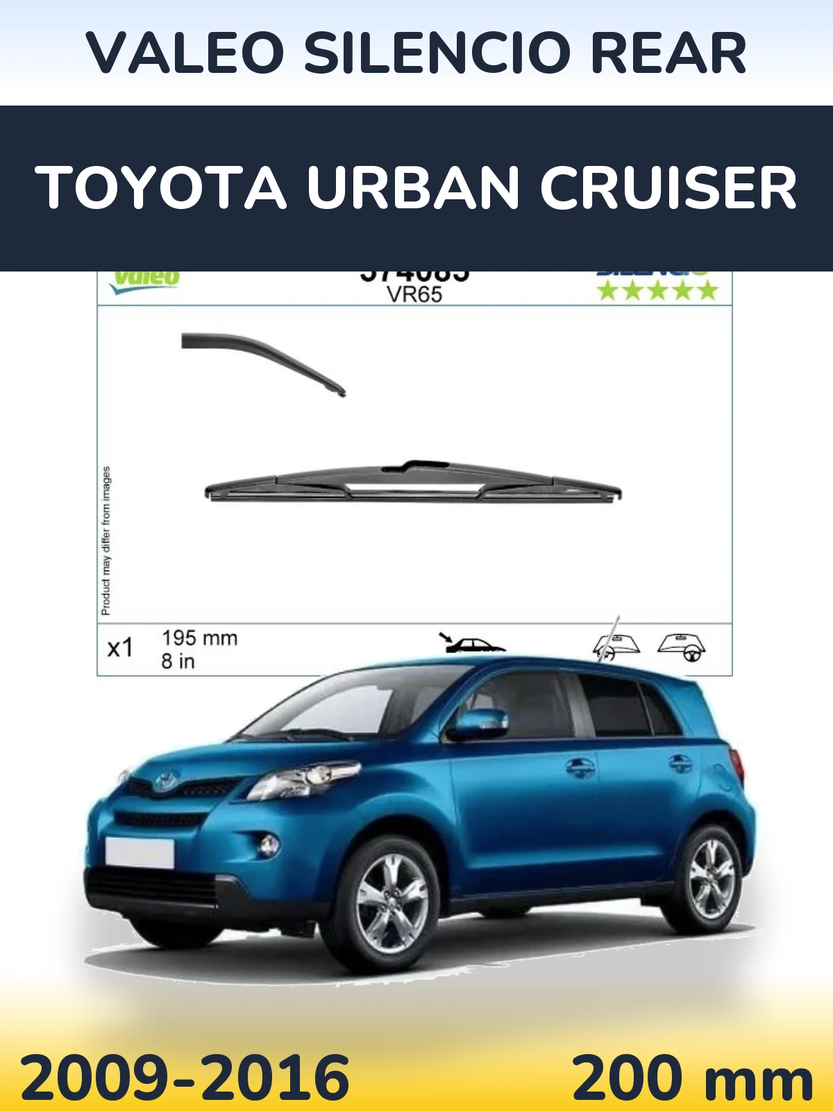 Rear wiper blade Valeo Silencio Rear 195 mm for Toyota Urban Cruiser 2009-2016