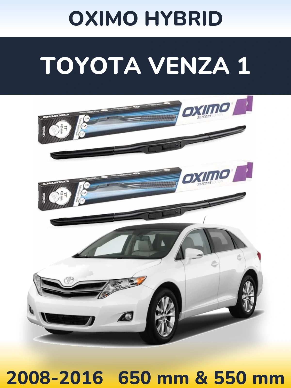 Комплект передних дворников Oximo Hybrid 650 & 550 мм для Toyota Venza 1 2008-2016