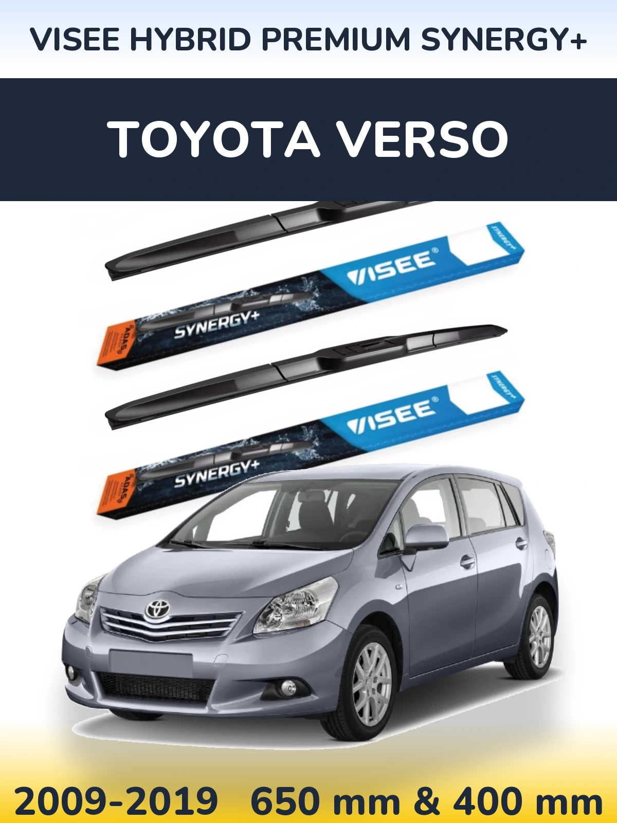 Комплект передних дворников VISEE HYBRID PREMIUM SYNERGY+ 650 & 400 мм для Toyota Verso 2009-2019