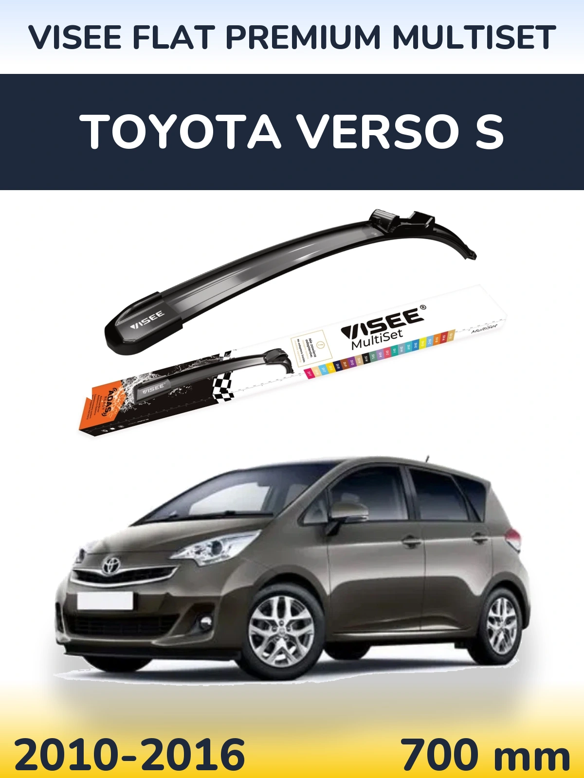 Передний дворник VISEE FLAT PREMIUM MultiSet 700 мм для Toyota Verso S 2010-2016