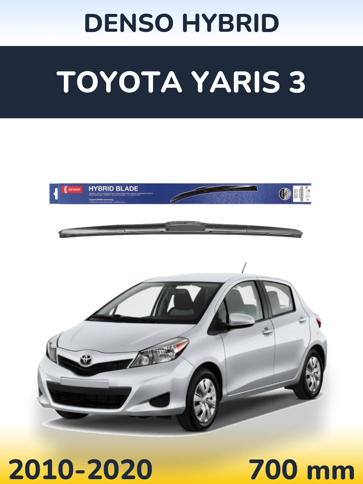 Front wiper blade Denso Hybrid 700 mm for Toyota Yaris 3 2010-2020