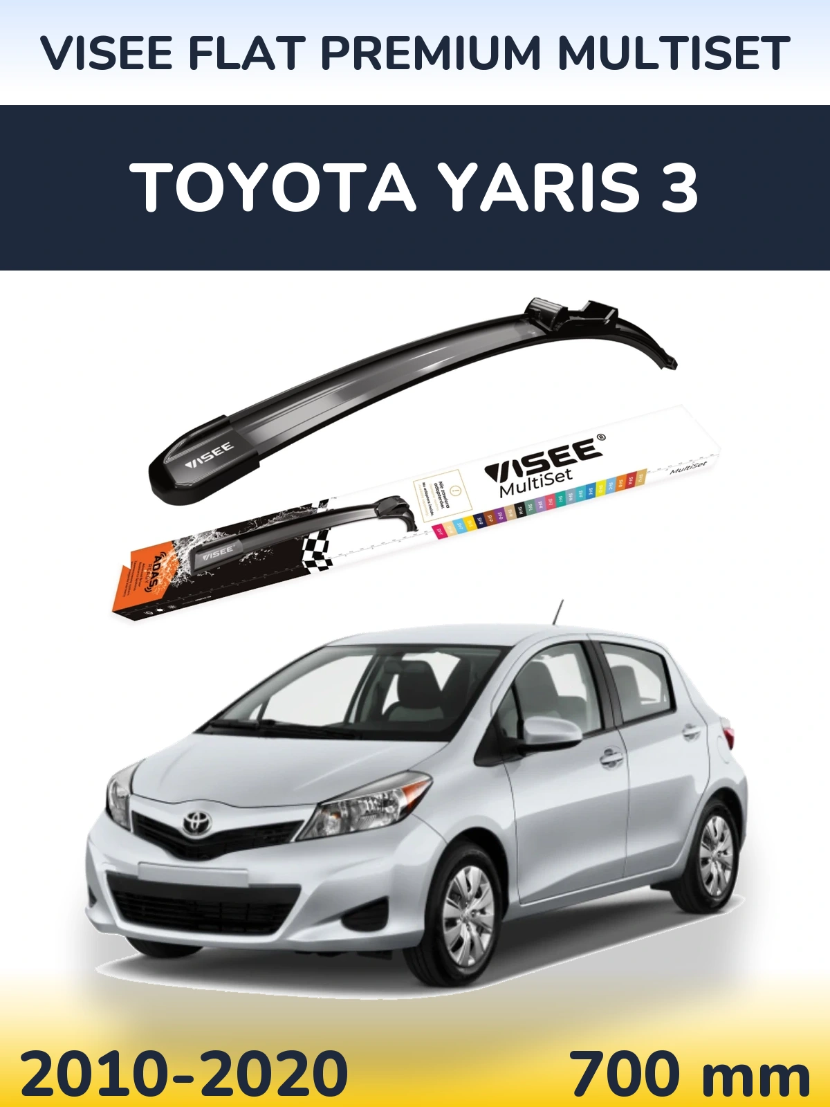 Передний дворник VISEE FLAT PREMIUM MultiSet 700 мм для Toyota Yaris 3 2010-2020