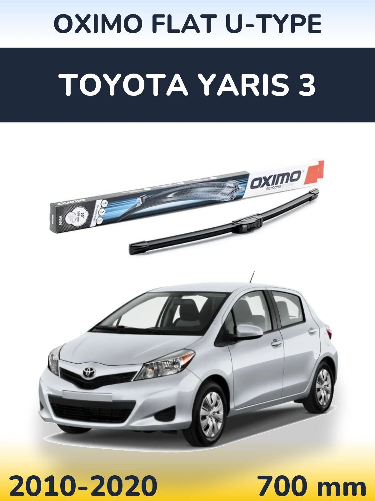 Передний дворник Oximo Flat U-type 700 мм для Toyota Yaris 3 2010-2020