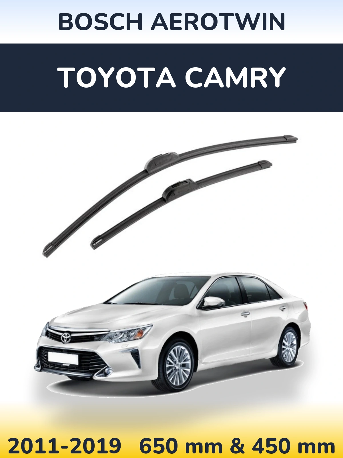 Front wiper blade set BOSCH AeroTwin 650 & 450 mm for Toyota Camry 2011-2019