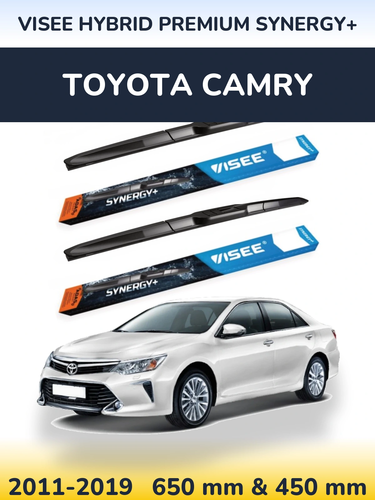 Front wiper blade set VISEE HYBRID PREMIUM SYNERGY+ 650 & 450 mm for Toyota Camry 2011-2019